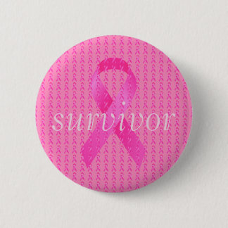 Survivor Breast Cancer Month Pink Ribbon Pinback Button