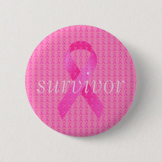 Survivor Breast Cancer Month Pink Ribbon Pinback Button
