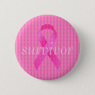 Survivor Breast Cancer Month Pink Ribbon Pinback Button