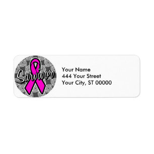 survivor breast cancer pink ribbon label