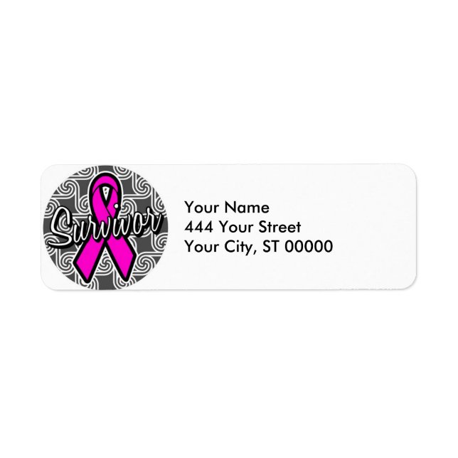 survivor breast cancer pink ribbon label (Front)