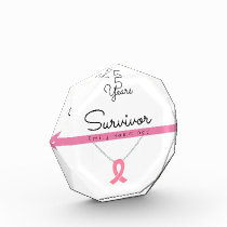 Survivor Breast Cancer White Heart on Clear custom Acrylic Award