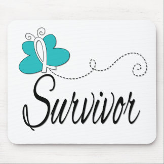 Survivor Butterfly Ribbon Cervical Cancer Mouse Pad