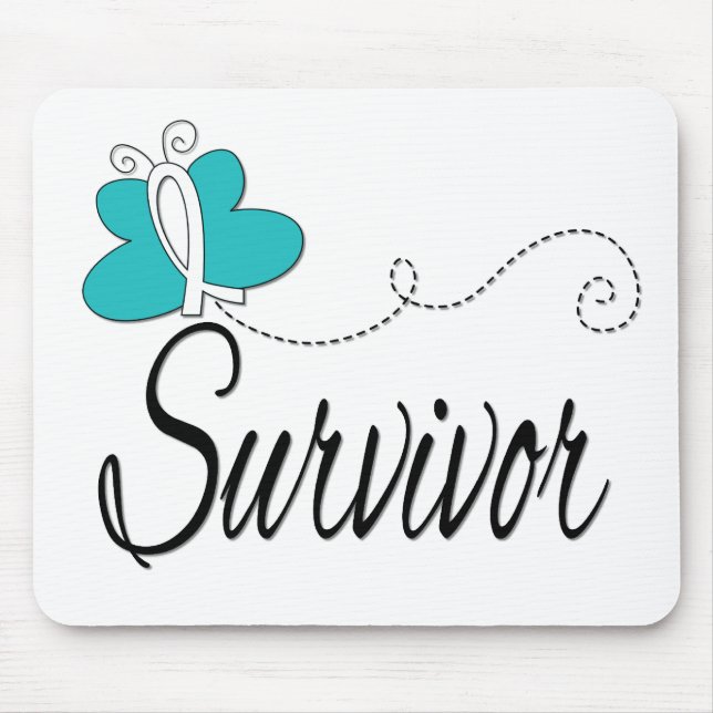 Survivor Butterfly Ribbon Cervical Cancer Mouse Pad (Front)
