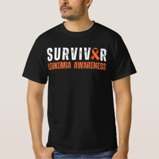 Survivor Cancer Leukemia Awareness Orange Ribbon T-Shirt