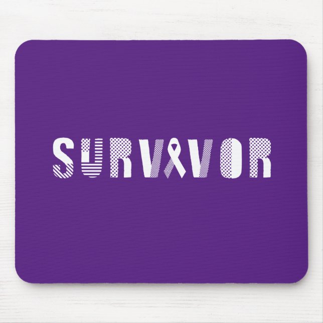 Survivor Cancer Ribbon Inspirational Motivational Mouse Pad (Front)