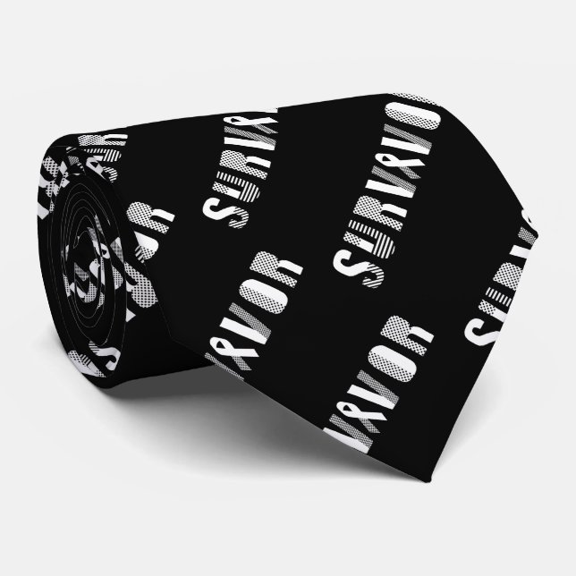 Survivor Cancer Ribbon Inspirational Motivational Neck Tie (Rolled)