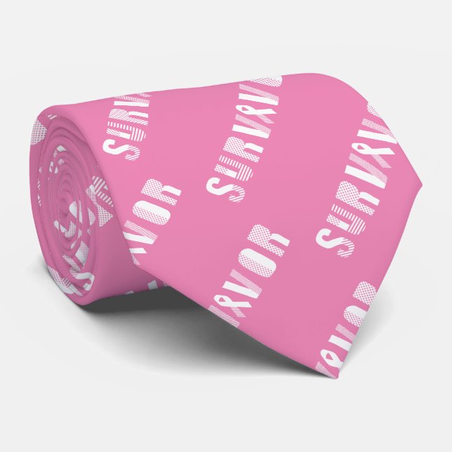 Survivor Cancer Ribbon Inspirational Motivational Neck Tie (Rolled)