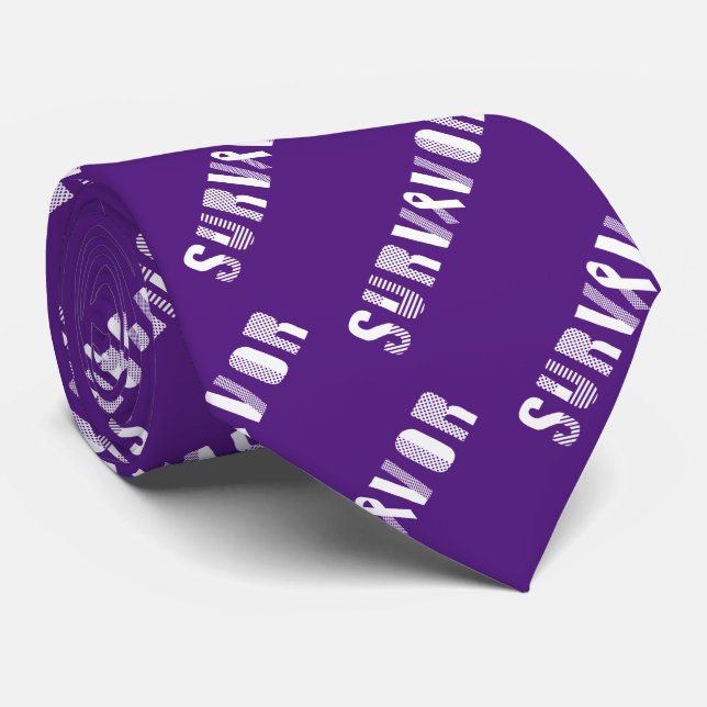 Survivor Cancer Ribbon Inspirational Motivational Neck Tie (Rolled)