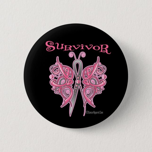 Survivor Celtic Butterfly - Breast Cancer Pinback Button (Front)
