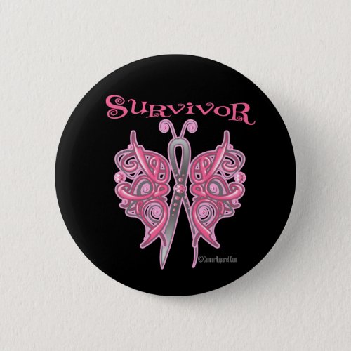 Survivor Celtic Butterfly _ Breast Cancer Pinback Button