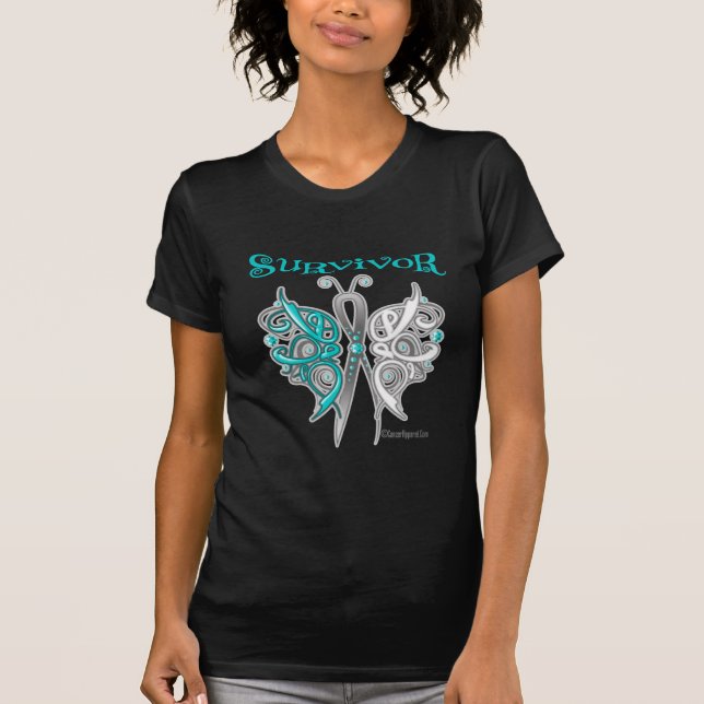 Survivor Celtic Butterfly - Cervical Cancer T-Shirt (Front)