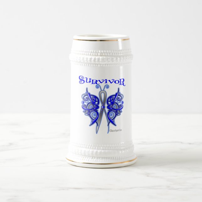 Survivor Celtic Butterfly - Colon Cancer Beer Stein (Center)