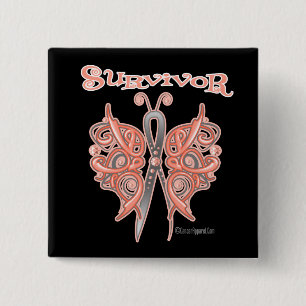 Survivor Celtic Butterfly - Endometrial Cancer Pinback Button