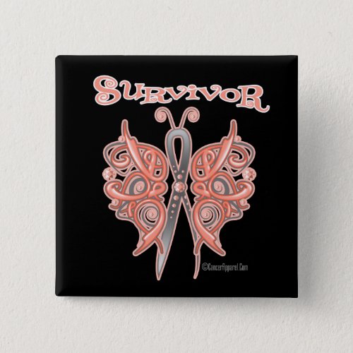 Survivor Celtic Butterfly _ Endometrial Cancer Pinback Button