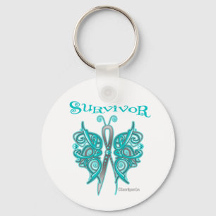 Survivor Celtic Butterfly - Ovarian Cancer Keychain