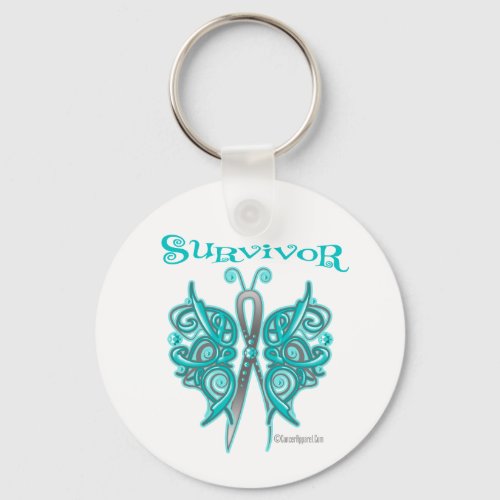 Survivor Celtic Butterfly _ Ovarian Cancer Keychain