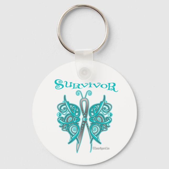 Survivor Celtic Butterfly - Ovarian Cancer Keychain (Front)