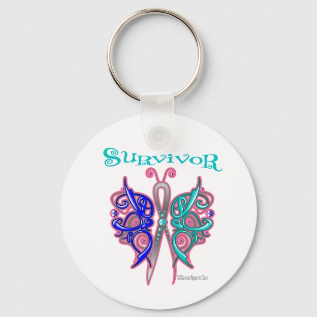 Survivor Celtic Butterfly - Thyroid Cancer Keychain (Front)