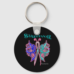 Survivor Celtic Butterfly - Thyroid Cancer Keychain