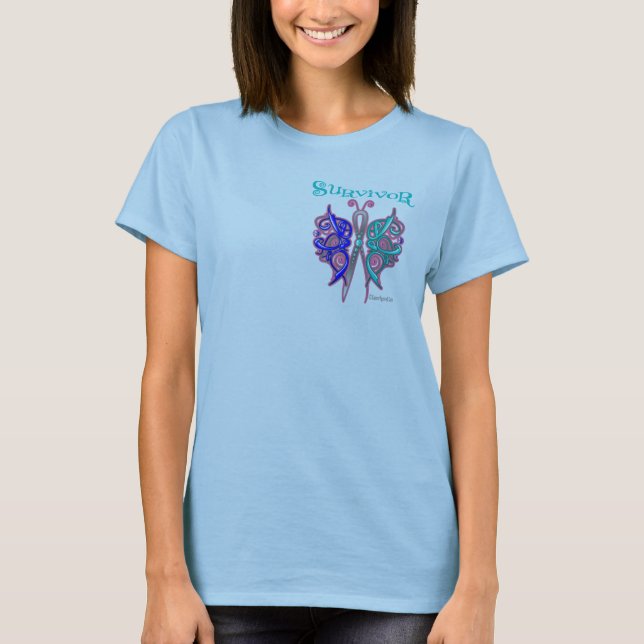 Survivor Celtic Butterfly - Thyroid Cancer T-Shirt (Front)