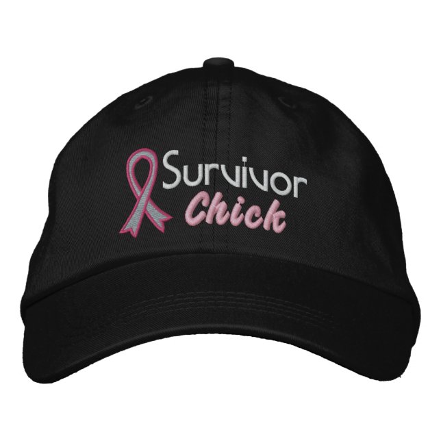 Survivor Chick - Breast Cancer Embroidered Baseball Hat (Front)