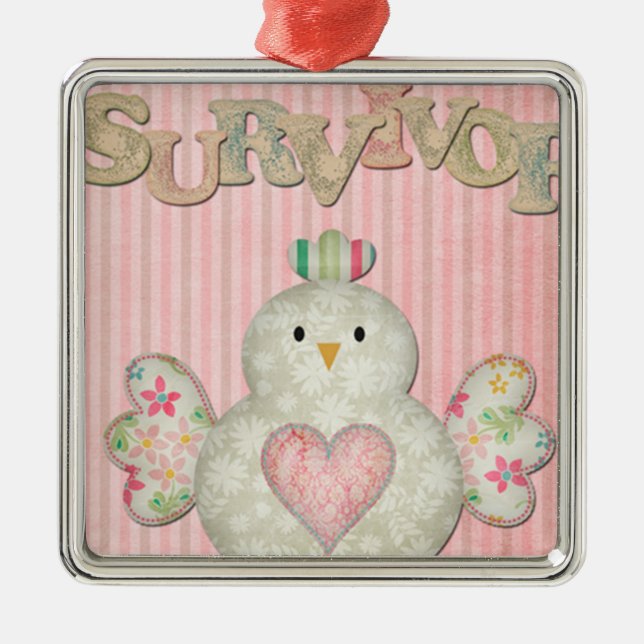 survivor chick pink metal ornament (Front)