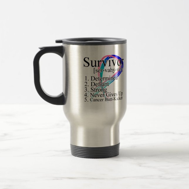 Survivor Definition - Thyroid Cancer Travel Mug (Left)