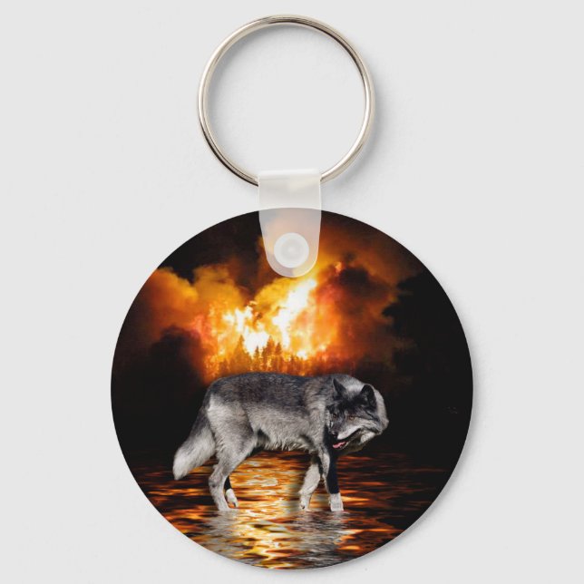 "Survivor" Grey Wolf Gifts Keychain (Front)