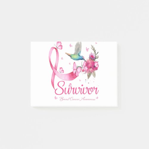 Survivor Hummingbird Ribbon Breast Cancer Post_it Notes