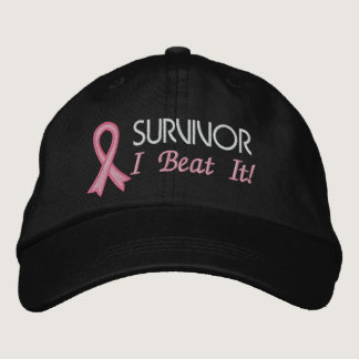 Survivor - I Beat It! Breast Cancer Embroidered Baseball Cap