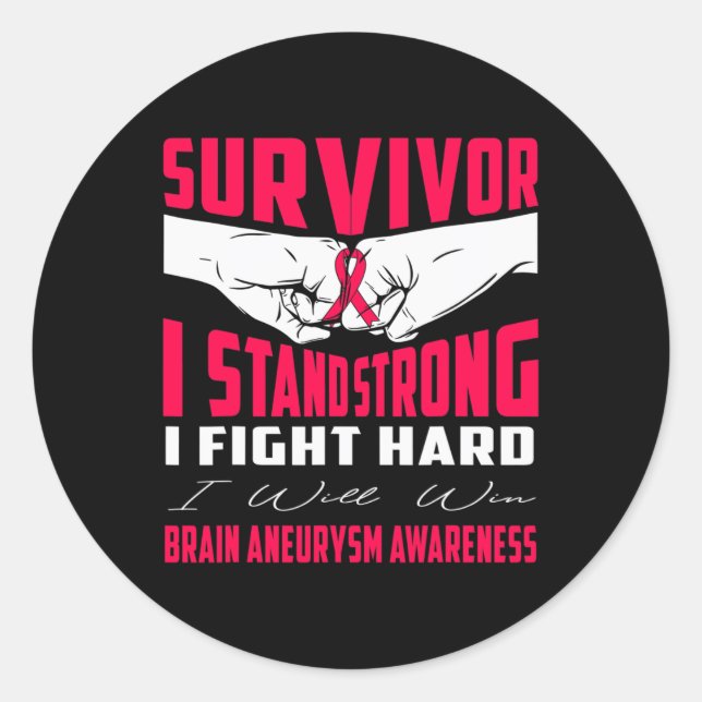 SURVIVOR I STAND STRONG BRAIN ANEURYSM Awareness  Classic Round Sticker (Front)