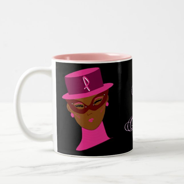Survivor In Pink Breast Cancer Awareness Ribbon Two-Tone Coffee Mug (Left)