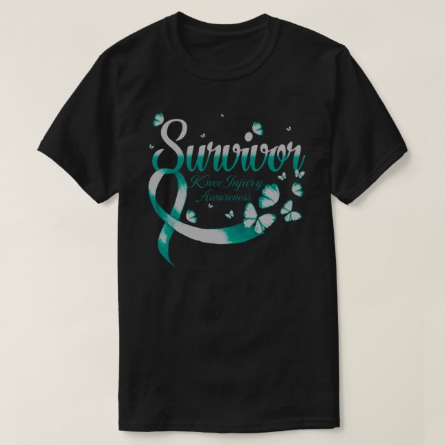 Survivor Knee Injury Awareness Butterfly T-Shirt (Design Front)