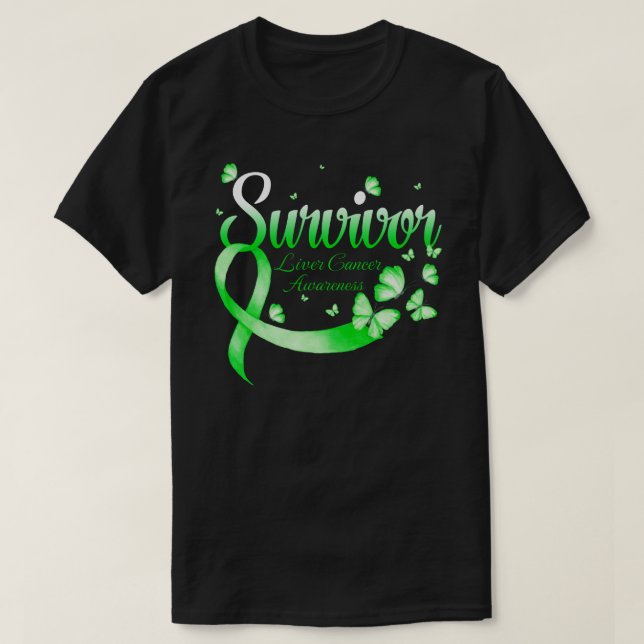Survivor Liver Cancer Awareness Butterfly T-Shirt (Design Front)