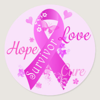 Survivor Love Hope Cure Classic Round Sticker