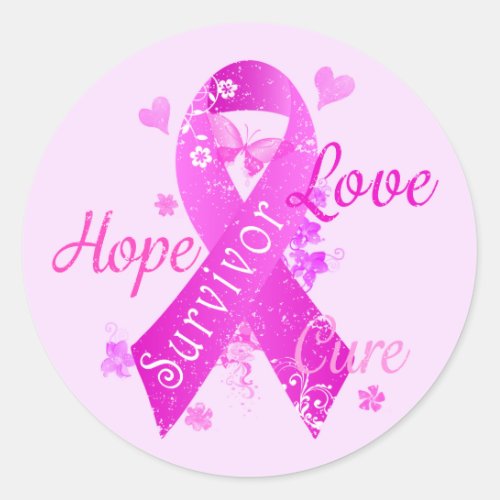Survivor Love Hope Cure Classic Round Sticker