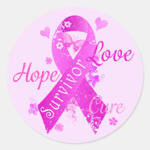 Survivor Love Hope Cure Classic Round Sticker