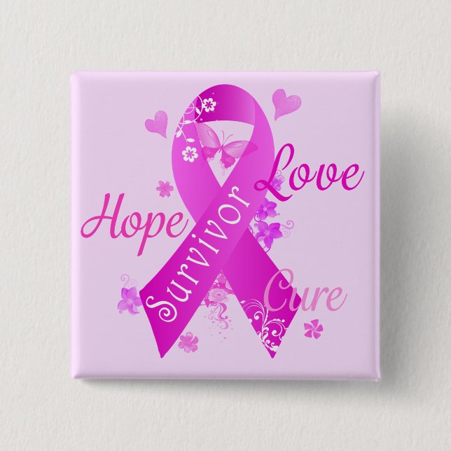 Survivor Love Hope Cure Pinback Button (Front)