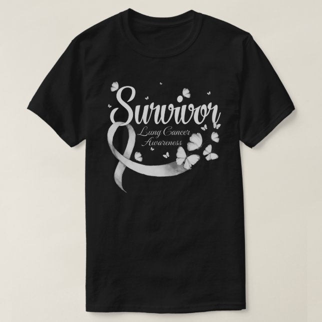 Survivor Lung Cancer Awareness Butterfly T-Shirt (Design Front)