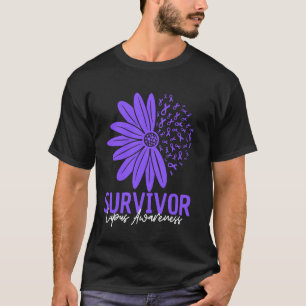 Survivor Lupus Awareness Flower Ribbon Purple T-Shirt