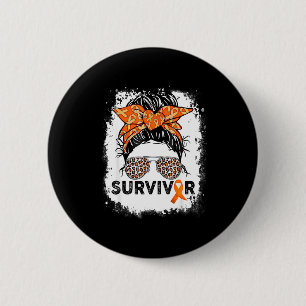 Survivor Messy Bun Warrior Multiple Sclerosis Awar Button