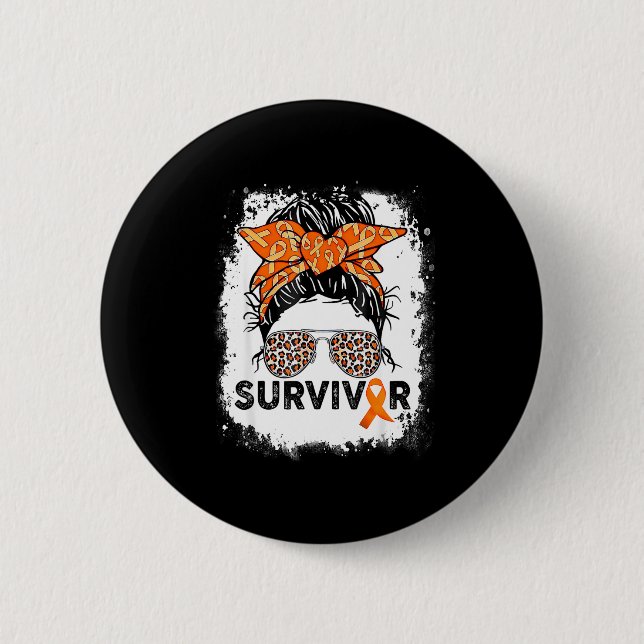 Survivor Messy Bun Warrior Multiple Sclerosis Awar Button (Front)