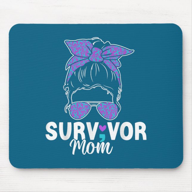 Survivor Mom - Semicolon Suicide Prevention Awaren Mouse Pad (Front)