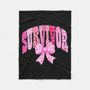Survivor Nk Ribbon Coquette Bow Breast Cancer Awar Fleece Blanket