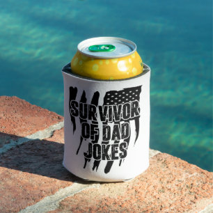 Survivor Of Dad Jokes Vintage Distressed Us Flag  Can Cooler