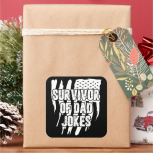 Survivor Of Dad Jokes Vintage Distressed Us Flag  Square Sticker