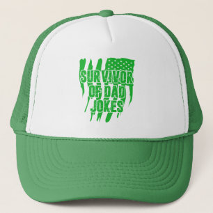 Survivor Of Dad Jokes Vintage Distressed Us Flag Trucker Hat