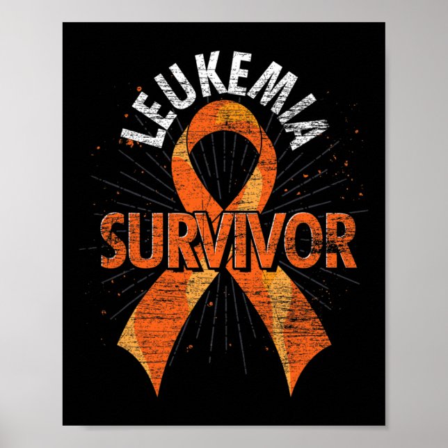 Survivor Orange Ribbon Cancer Leukemia Awareness  Poster (Front)