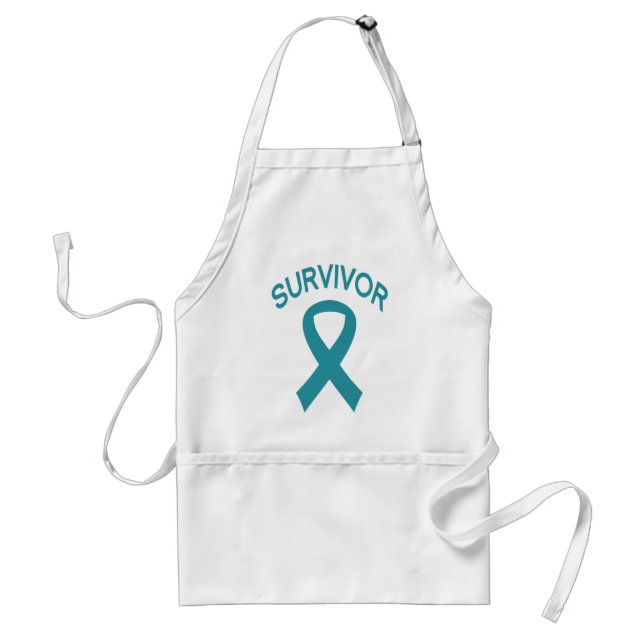 Survivor Ovarian Cancer Teal ribbon apron (Front)